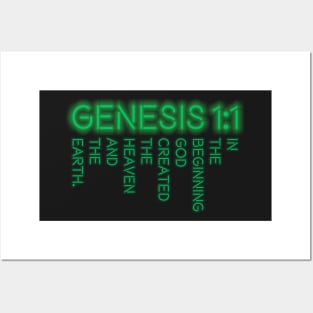 Genesis 1:1 Green Posters and Art